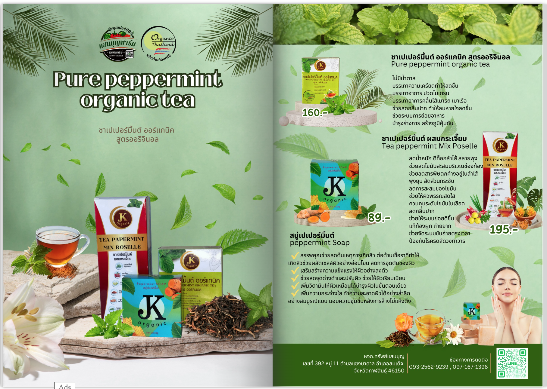 Pure Peppermint Organic Tea (ชาเปปเปอร์มินต์ ออร์แกนิก สูตรออร์จินอล)